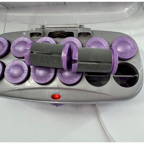 Conair ION Shine Purple Hot Rollers 12 Flocked Curlers with Clips TESTED WORKING - Picture 4 of 5